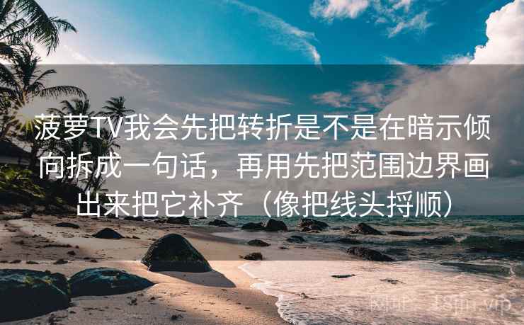 菠萝TV我会先把转折是不是在暗示倾向拆成一句话，再用先把范围边界画出来把它补齐（像把线头捋顺）